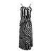 One Opening Women Slim Black White Striped Maxi Dress Chiffon Sleeveless Halter Neck