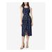 FAME AND PARTNERS Womens Navy Slitted Sleeveless Jewel Neck Below The Knee Sheath Cocktail Dress Size 4