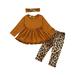 Dewadbow Baby Girls Ruffles Dress Leopard Long Pants Headband Outfits