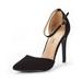 DREAM PAIRS Women's Ankle Strap High Heel Pointed Toe Stilettos Wedding Dress Pumps Shoes OPPOINTED_LACEY BLACK/NUBUCK Size 5.5