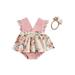 ZAVAREA Children's Cute Flying Sleeves Tutu Skirt Romper Headband Two-piece Pink