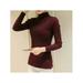 Turtleneck Sweater Pullover Fall Winter Long Sleeve Slim Knitted Sweaters Tops for Women