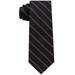 DKNY Mens Level Woven Stripe Slim Silk Tie Black Necktie Silver Striped