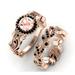 Women's Fashion 14K Rose Gold Black Diamond Flower Vine Ring