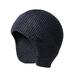 Men Knitted Aviator Bomber Beanie Hat Winter Warm Lining With Ear Flaps Ski Hat