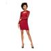 GUESS Womens Red Lace Cut Out Zippered Long Sleeve Mock Short Sheath Cocktail Dress Size 14