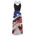 QunButy American Flag Dress Women July 4th Sleeveless V Neck Casual Dress Patriotic Independence Long Dresses