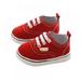 Baby Shoes - Solid Sneaker Canvas Soft Anti-Slip Sole Casual Shoes Newborn Infant First Walkers Toddler (Red)