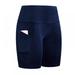 EleaEleanor Women Peach Hip Hot Pants High Waist Stretch Tight Hip Shorts Quick Training Running Yoga Fitness Pants Navy Blue L