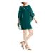 XSCAPE Womens Green Jewel Neck Mini Sheath Cocktail Dress Size 4