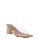 Clear Lucite High Heel Mule - Transparent Chunky Heel "Glass" Slippers