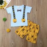 Toddler Boys Short Sets Short Sleeve T-Shirt with Bowtie Plaid Shorts Summer Easter Clothes