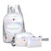 Winnereco 3pcs/Set Unisex Laser Leather Backpacks Shoulder Schoolbags Clutch (Silver)