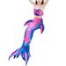 CVLIFE Girls Mermaid Tail Swimsuits Beachwear 4-13Y Swimmable Bikini Set Swimwear 3PCS Lace Up Tops + Triangle Bottoms + Tail Skirts Soft