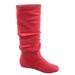 Data-1 Women's Fashion Slip On Pull Up Slouch Comfort Casual Flat Heel Mid Calf Round Toe Boots