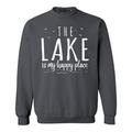 Shop4Ever Men's The Lake is My Happy Place Crewneck Sweatshirt