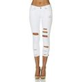 Cute Ripped Jeans for Women Distressed Washed Skinny Cropped 25 Inseam White Denim Junior Size 15