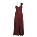 JS Collections Asymmetrical Rosette Strap Ruched Bodice Chiffon Dress