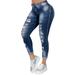 Women Distressed Ripped Denim Trousers Pants Ladies Full Trendy Skinny Hip Hop Hole Mid Rise Jeans Leggings Trousers