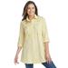Woman Within Women's Plus Size Button-Front Embroidered Tunic