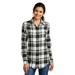 Port Authority Adult Female Women flannel Shirt Snow White/Blk Small