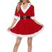 Xiaoluokaixin Miss Santa Claus Dress Women Christmas Dresses with Hooded Adult Costume