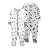 Child of Mine by Carter's Newborn Baby Boys Interlock Cotton Sleep N' Play Footed Pajamas, 2-Pack (Preemie-6/9M)