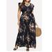 Colisha Floral Printed Maxi Dress for Women Sleeveless Deep V Neck Dresses Plus Size Big Swing Chiffon Shirt