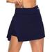 MAWCLOS Womens Running Workout Skirt with Liner 2 in 1 Athletic Sport Shorts Moisture Wicking Slim Tennis Shorts with Side Split