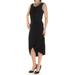 BAR III Womens Black Sleeveless Jewel Neck Below The Knee Tulip Dress Size L