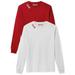 Daxton Premium Texas Men Long Sleeves T Shirt Ultra Soft Medium Weight Cotton, 2Pk Red White White Red 1XL