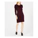 CALVIN KLEIN Womens Burgundy Long Sleeve Jewel Neck Above The Knee Sheath Dress Size: L