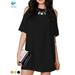 Deago Women's Summer Cold Shoulder Casual Loose Tunic Top Dress Chiffon Beach Sundress (Black,M)