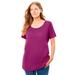 Plus Size Women's Perfect Short-Sleeve Scoopneck Tee by Woman Within in Raspberry (Size 1X) Shirt