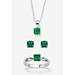 Women's 3-Piece Birthstone .925 Silver Necklace, Earring And Ring Set 18" by PalmBeach Jewelry in May (Size 10)