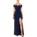 X by Xscape Womens Gathered Off-The-Shoulder Evening Dress