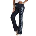 Plus Size Women's Whitney Jean with Invisible Stretch® by Denim 24/7 in Blue Swirl Embroidery (Size 26 W) Embroidered Bootcut Jeans