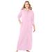 Plus Size Women's Long Hooded Fleece Sweatshirt Robe by Dreams & Co. in Pink (Size M)