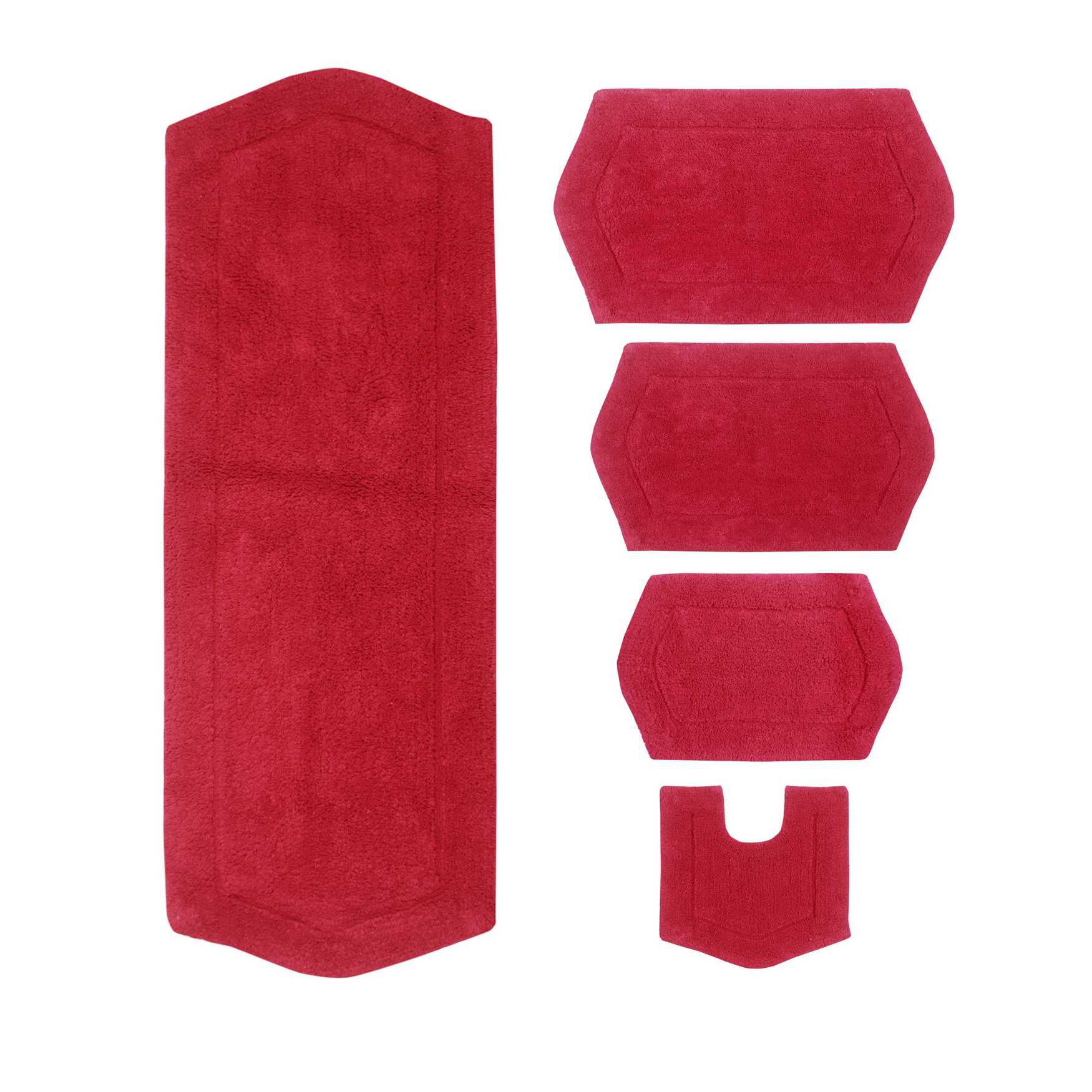 Waterford 5 Piece Set Bath Rug Collection by Home Weavers Inc in Red