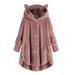 MIARHB women's blouse short sleeve Women Button Coat SolidTops Hooded Pullover Loose Sweater Blouse Plus Size