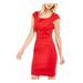 CALVIN KLEIN Womens Red Zippered Cap Sleeve Square Neck Above The Knee Sheath Cocktail Dress Size 6