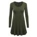 MBJ WT1153 Womens Long Sleeve Bottom Ruffled Tunic Short Dress M OLIVE