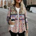 DaciyeNational Style Winter Women Floral Fleece Coat Print Hooded Jacket (Pink L)