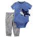 Carters Infant Boys Blue Sharks Fish & Waves Baby Outfit Bodysuit & Jogger Pants