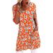 Winnereco Women Dress Floral Print Round Neck Half Sleeve Straight Dress (Orange 5XL)