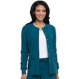 Dickies EDS Essentials Scrubs Warm Up Jacket for Women Snap Front Plus Size DK305, 5XL, Caribbean Blue
