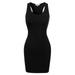 MixMatchy Women's Fitted Sleeveless Sexy Body-Con Racer-Back Round Neck Mini Dress