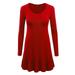 MBJ WT1153 Womens Long Sleeve Bottom Ruffled Tunic Short Dress M RED