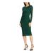 RALPH LAUREN Womens Green Lace Zippered Long Sleeve Jewel Neck Midi Body Con Party Dress Size 8P