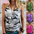 Fashion Womens Loose Summer Sleeveless Camouflage T-shirt Undershirt Top Spring Summer 2021 Women Fashion T-shirty